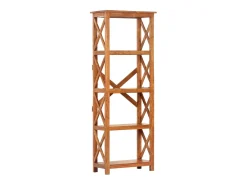 Estantería de madera maciza de acacia acabado miel 60x30x160 cm
