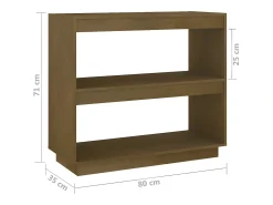 Estantería de madera maciza de pino marrón miel 80x35x71 cm