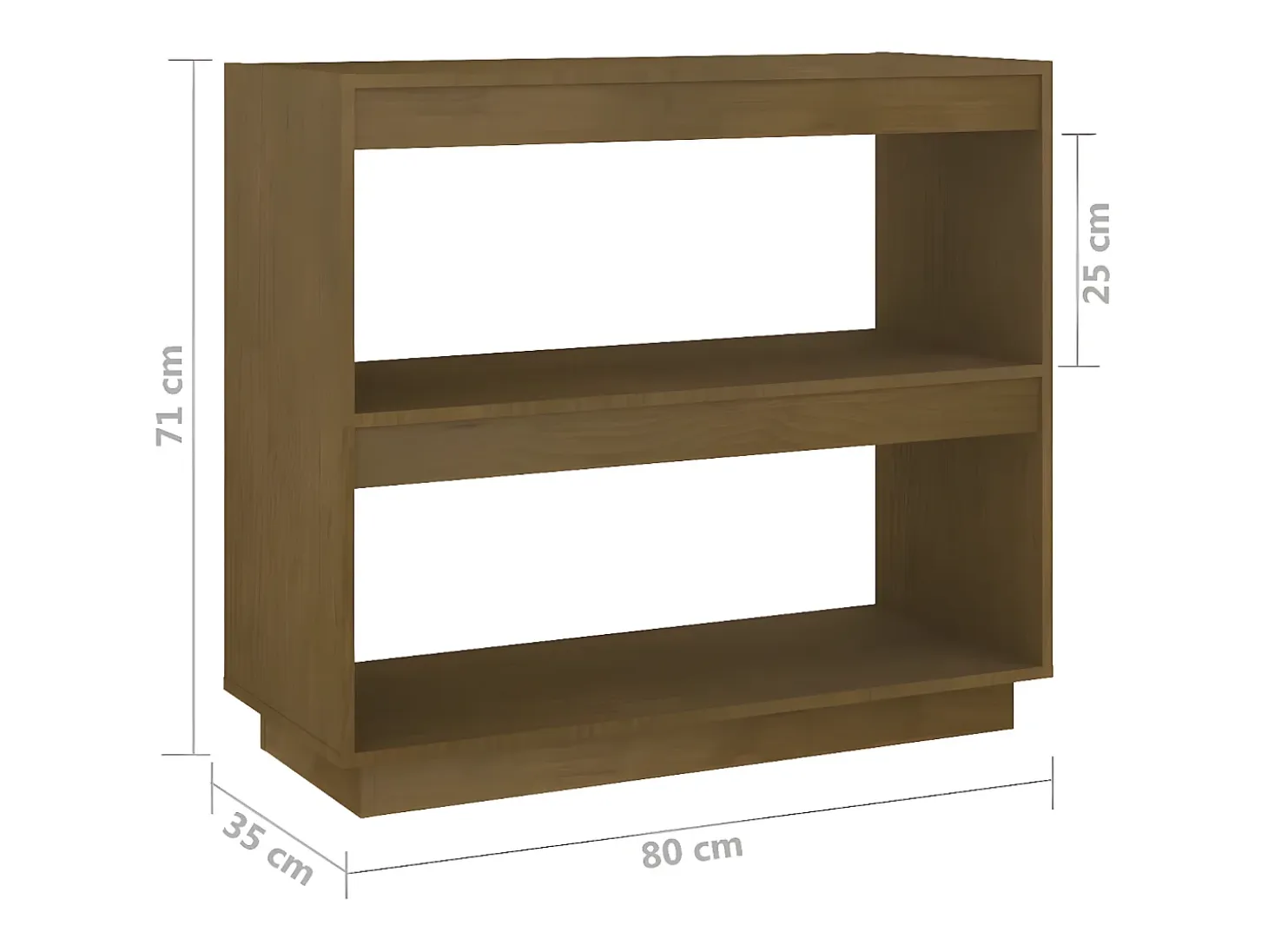 Estantería de madera maciza de pino marrón miel 80x35x71 cm