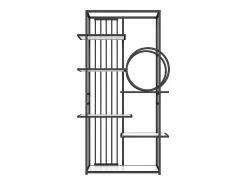 Estantería de metal y madera MDF - 6 estantes - Blanco y negro