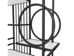 Estantería de metal y madera MDF - 6 estantes - Blanco y negro