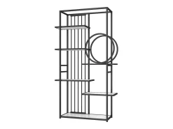 Estantería de metal y madera MDF - 6 estantes - Blanco y negro