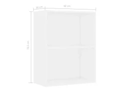 Estantería de 2niveles madera contrachapada blanca 60x30x76,5cm