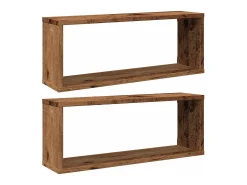 Estantería de pared cúbica 2 piezas madera vieja 60x15x23 cm