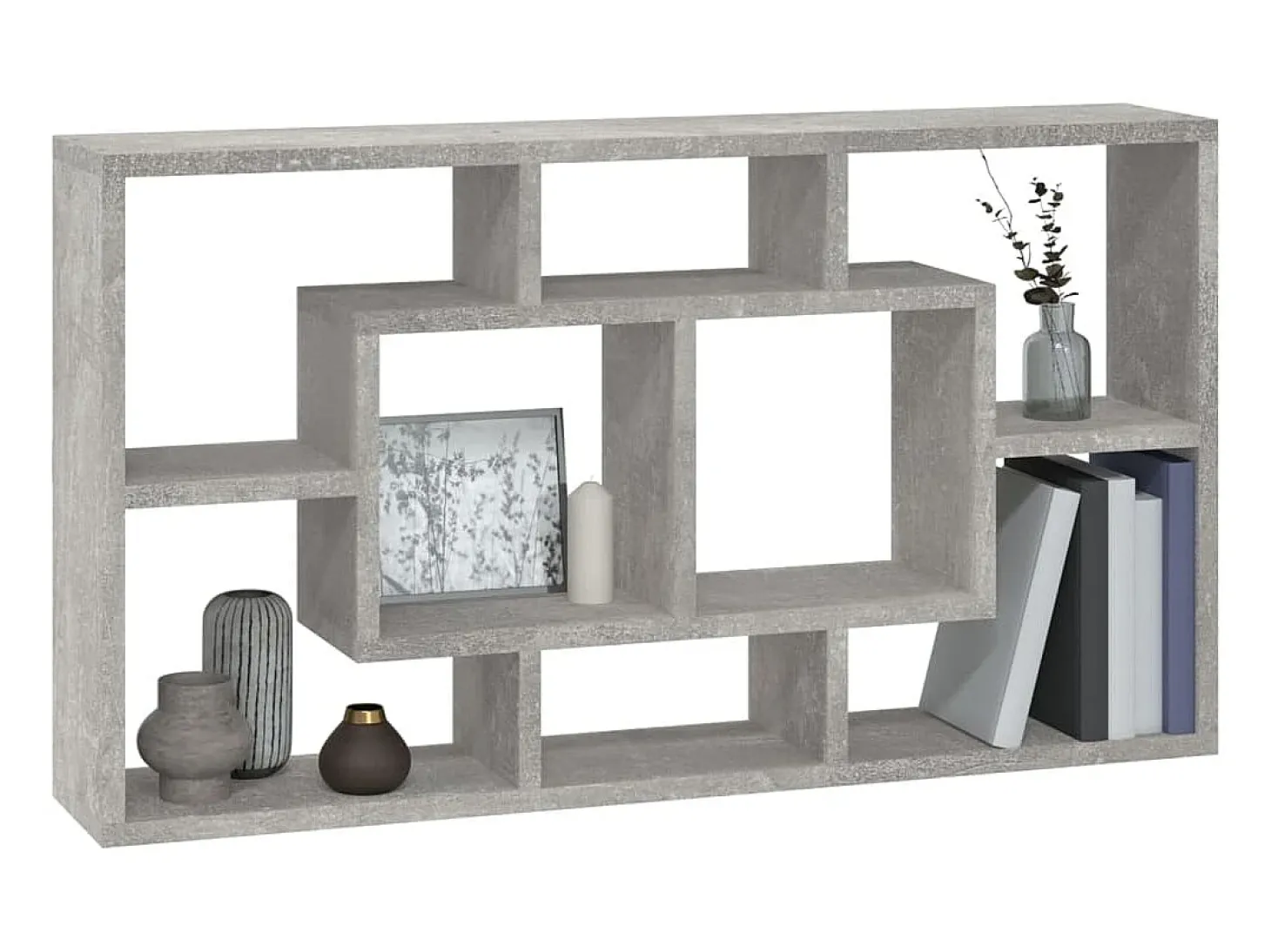 Estantería de pared con 8 compartimentos gris hormigón ES660751