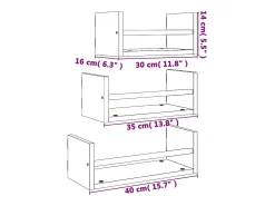 Estantería de pared con barras 3 piezas roble ahumado