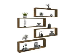 Estantería de pared cubo 4 piezas Roble ahumado 100x15x30 cm