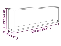 Estantería de pared cubo 4 piezas Roble ahumado 100x15x30 cm