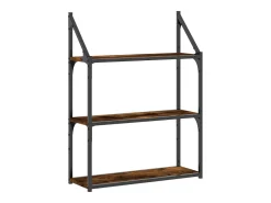 Estantería de pared de 3 niveles roble ahumado 60x21x78,5 cm