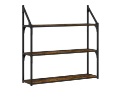 Estantería de pared de 3 niveles roble ahumado 80x21x78,5 cm