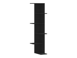 Estantería de pared de esquina madera negra 36,5x36,5x140 cm