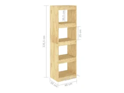 Estantería divisor espacios madera maciza pino 40x30x135,5 cm