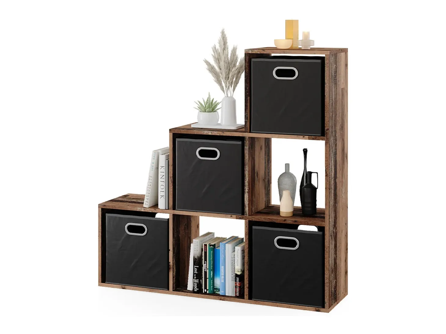 Estantería escalonada madera antigua 107.2x29x107.8
