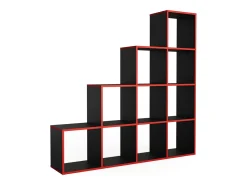 Estantería escalonada negro/rojo 142.5x29x140