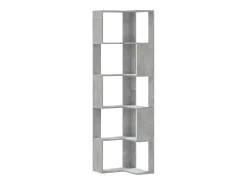 Estantería esquina 5 niveles madera gris hormigón 50x50x179 cm