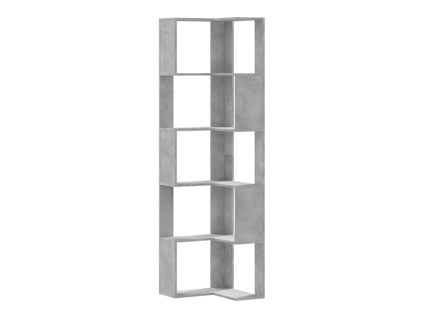 Estantería esquina 5 niveles madera gris hormigón 50x50x179 cm