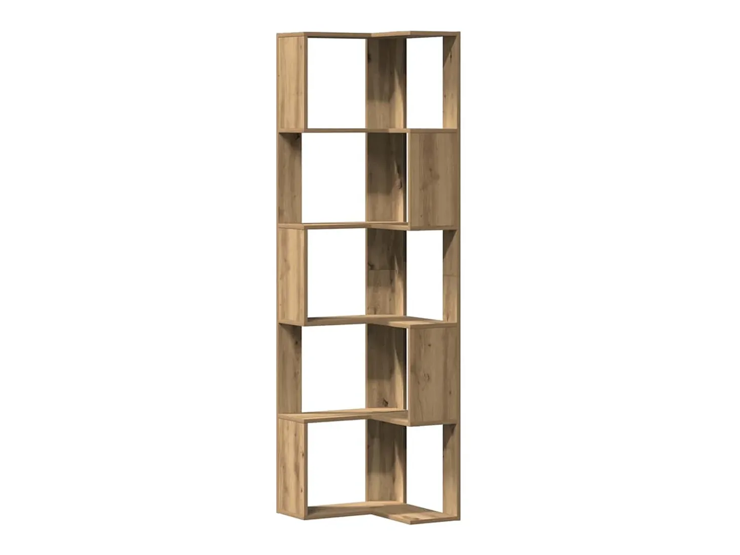 Estantería esquina 5 niveles madera roble artisan 50x50x179 cm