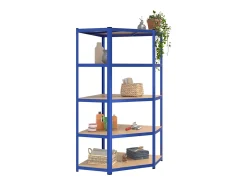 Estantería esquina 5 niveles madera contrachapada y acero azul ES762310