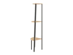 Estantería esquina 3 niveles marrón claro negro 45,5x31,5x120cm