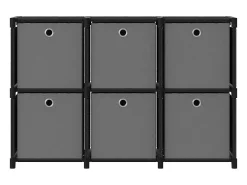 Estantería expositora 6 cubos y cajas Negro 103x30x72,5 cm Tela