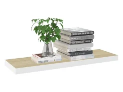 Estantería flotante de pared roble y blanco 80x23,5x3,8 cm MDF
