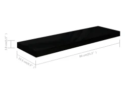 Estantería flotante de pared 4 piezas Negro Brillo 80x23,5x3,8 cm MDF