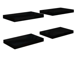 Estantería flotante de pared 4 piezas Negro Brillo 40x23x3,8 cm MDF
