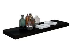Estantería flotante de pared 2 piezas Negro Brillo 80x23,5x3,8 cm MDF