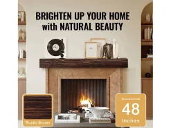 Estantería Flotante de Pared de Madera para Chimenea SucceBuy, 122 cm, Marrón