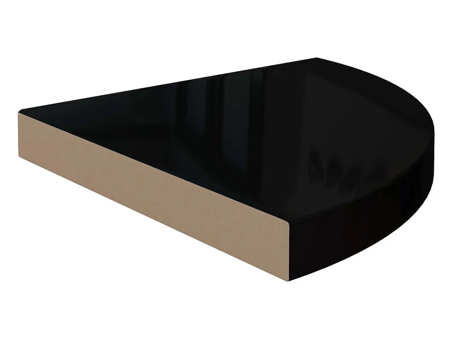 Estantería flotante esquinera negro brillante 35x35x3,8 cm MDF