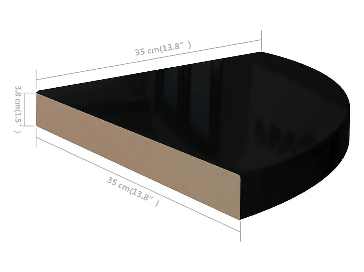 Estantería flotante esquinera negro brillante 35x35x3,8 cm MDF