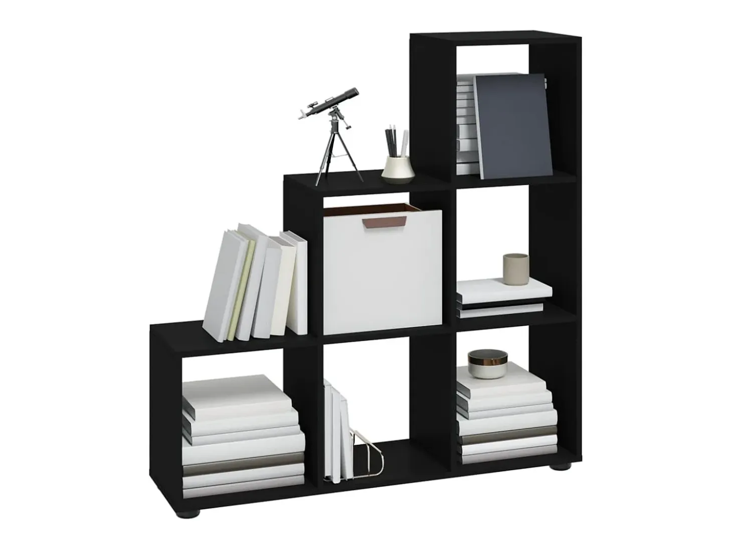 Estantería forma de escalera madera contrachapada negro