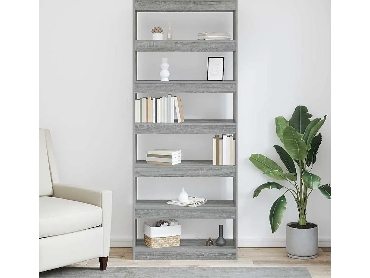 Estantería Gris sonoma 80 x 30 x 198 cm Madera contrachapada