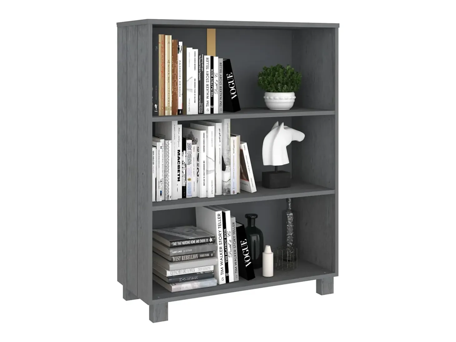 Estantería HAMAR madera maciza pino gris oscuro 85x35x112 cm