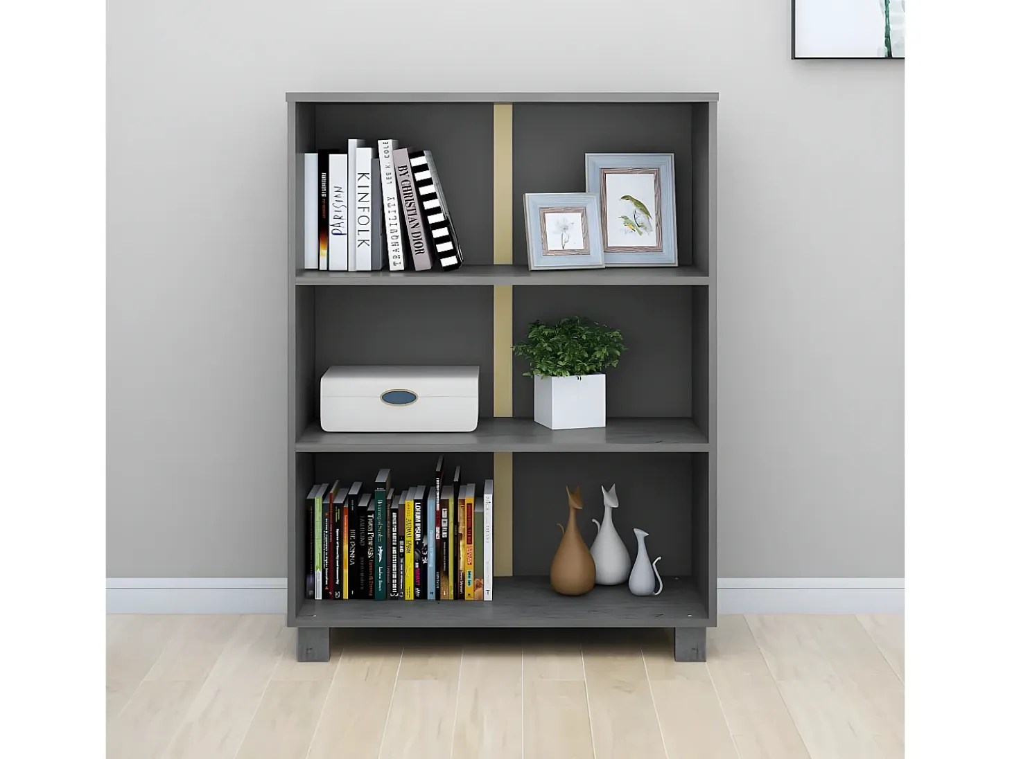 Estantería HAMAR madera maciza pino gris oscuro 85x35x112 cm
