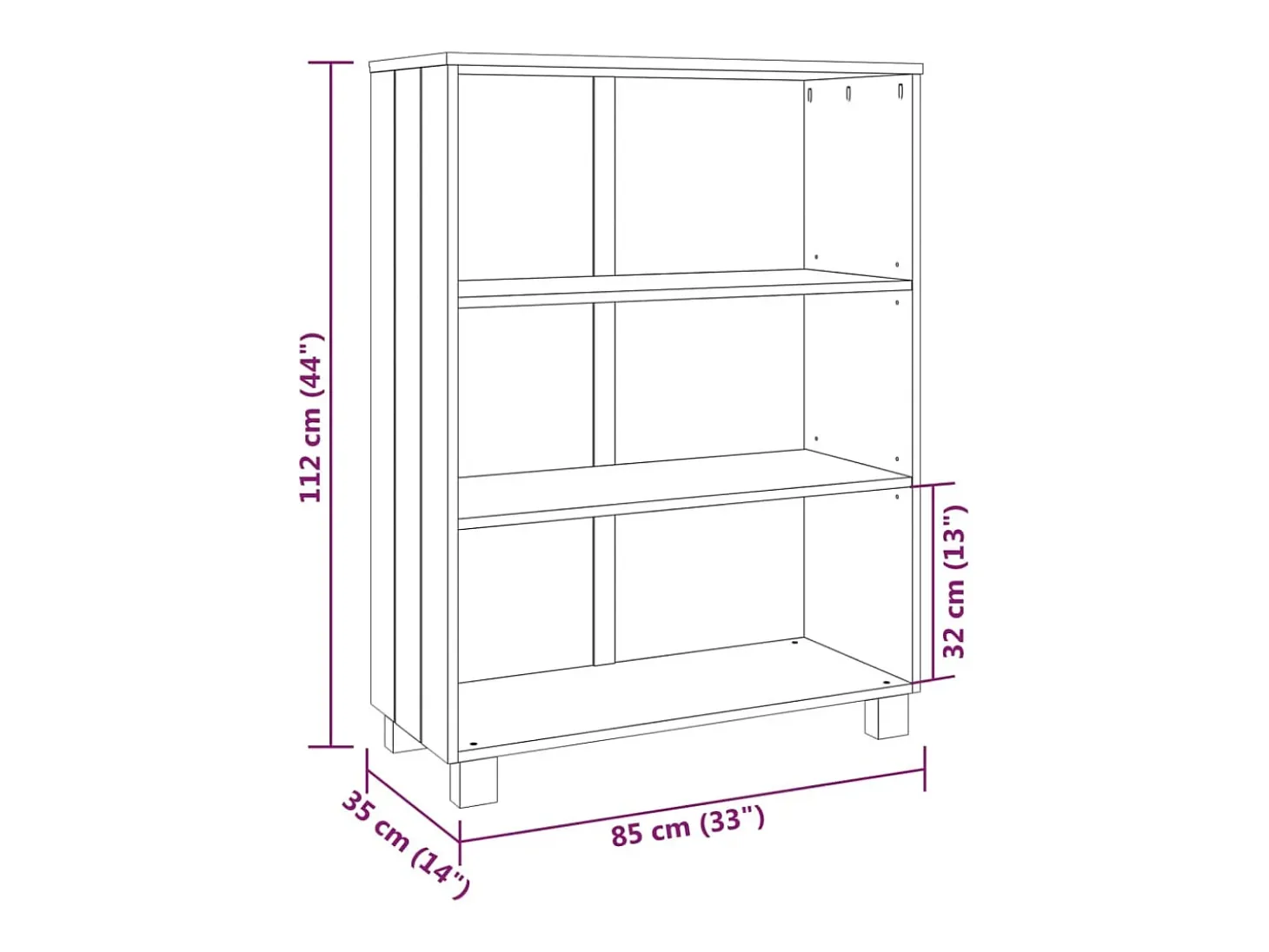 Estantería HAMAR madera maciza pino gris oscuro 85x35x112 cm