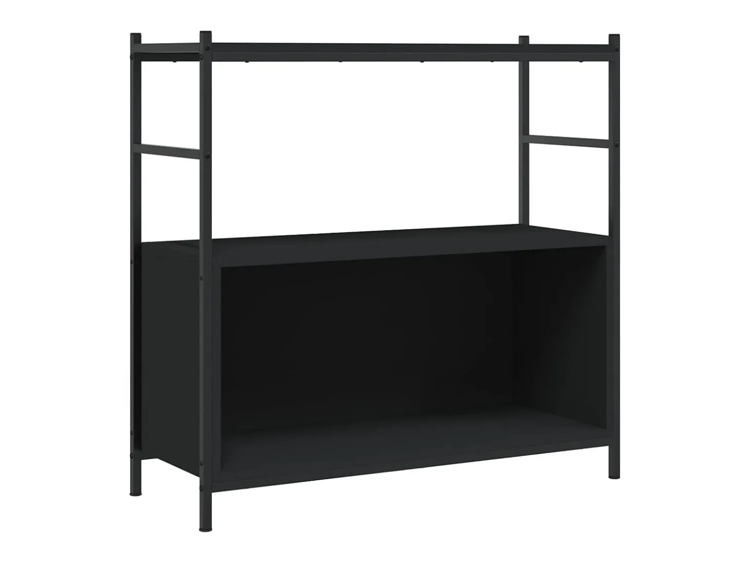 Estantería hierro y madera de ingeniería negro 80x30x78,5 cm