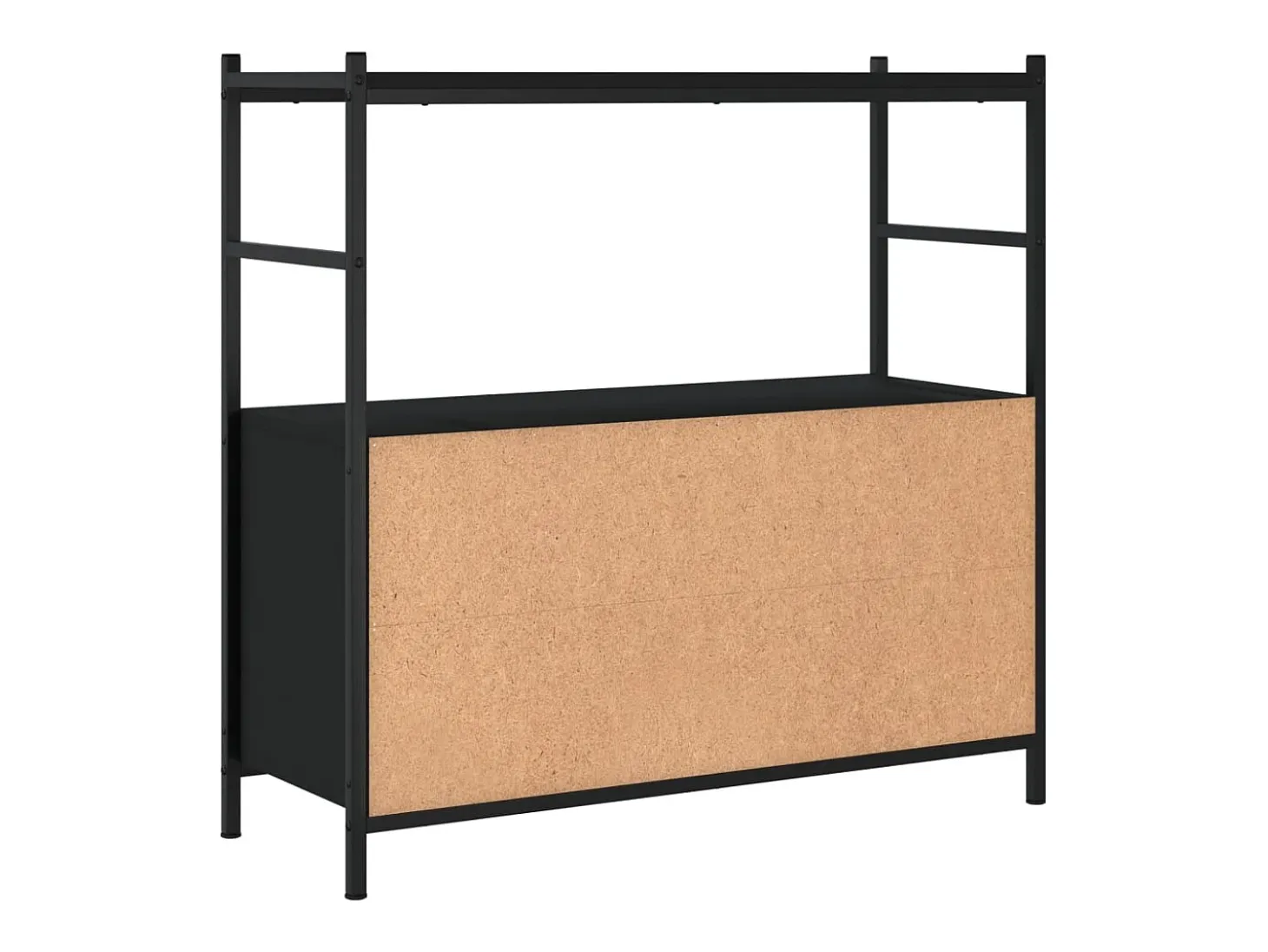 Estantería hierro y madera de ingeniería negro 80x30x78,5 cm