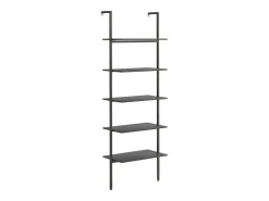 Estantería inclinada de 5 niveles negro 64x35x185 cm