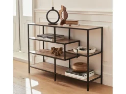 Estantería industrial de metal y efecto madera, 5 niveles madera