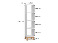 Estantería infantil blanco/artesano 35.2x30x159.5 malia