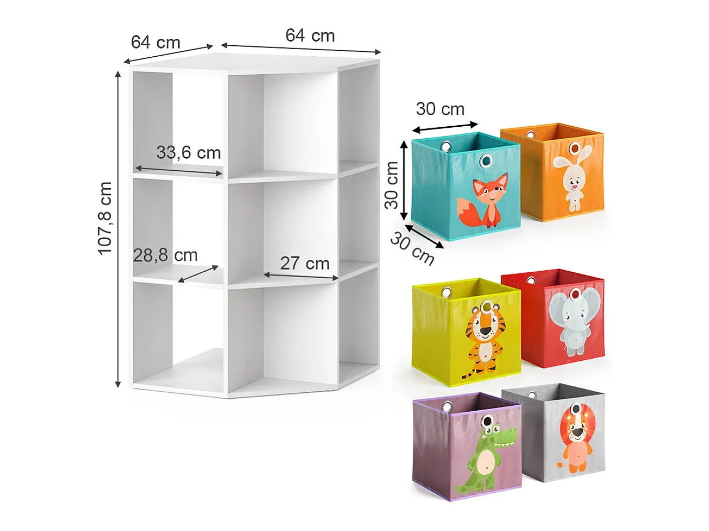 Estantería infantil blanco 64x64x107.8 luigi
