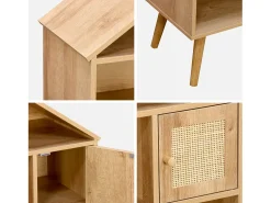 Estantería infantil efecto madera y caña con 2 puertas natural
