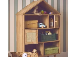 Estantería infantil efecto madera y caña con 2 puertas natural