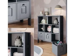 Estantería infantil gris 103.6x32.6x113.4 ajaton