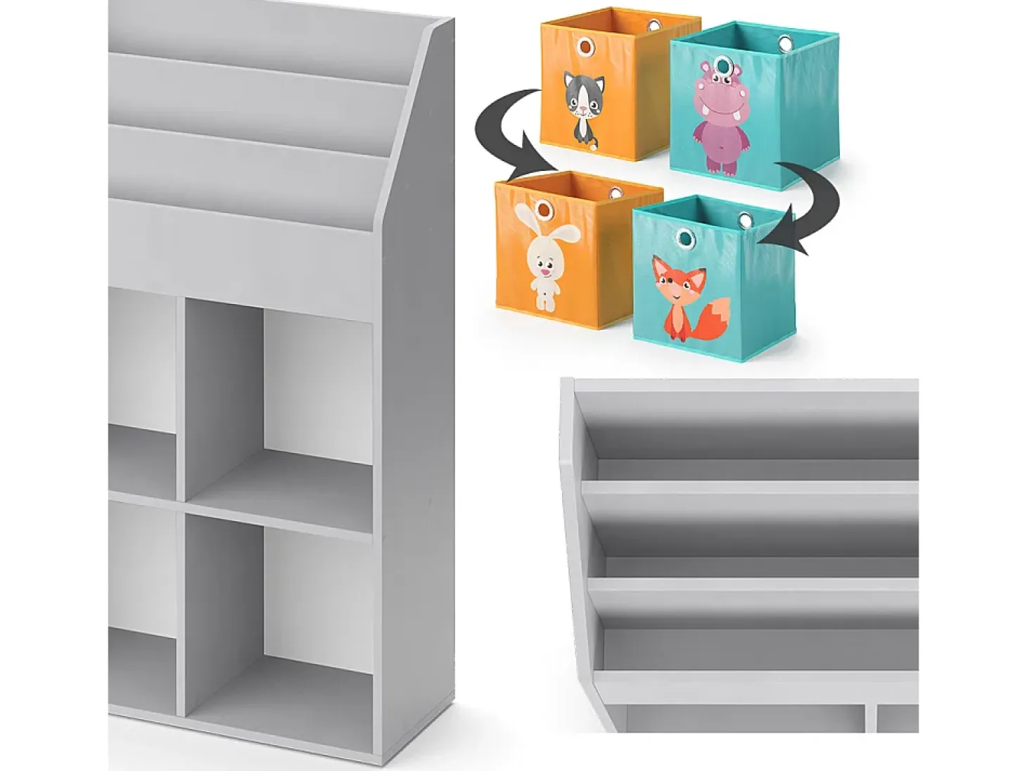 Estantería infantil gris 72x31.2x114.2 luigi