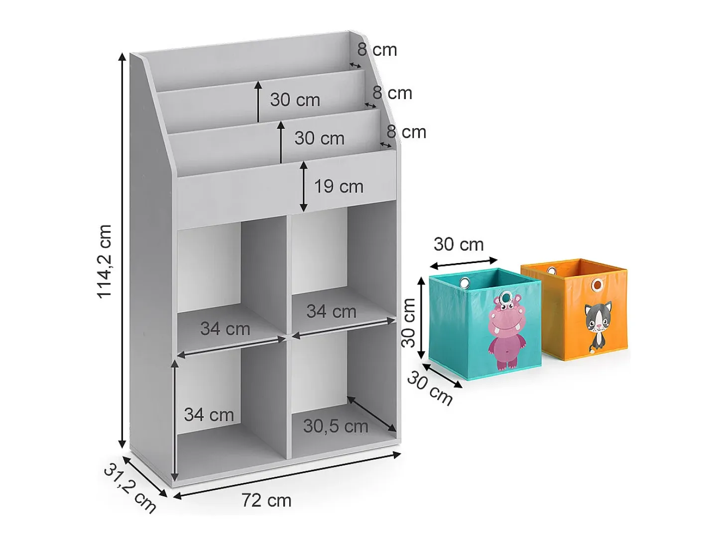 Estantería infantil gris 72x31.2x114.2 luigi