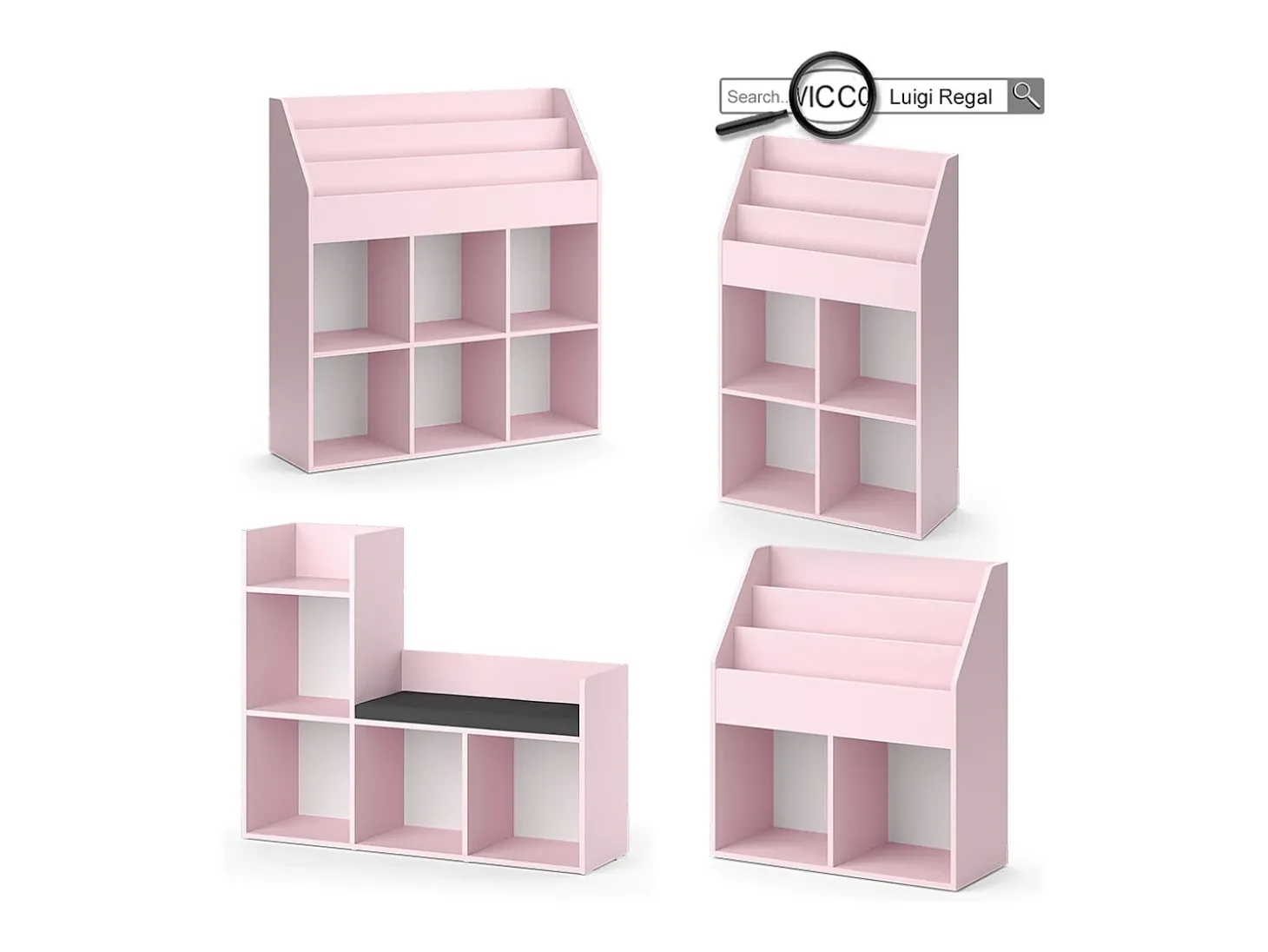 Estantería infantil rosa 72x30.7x79 luigi