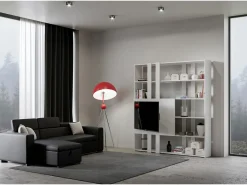 Estantería Kato H con soporte TV fresno blanco