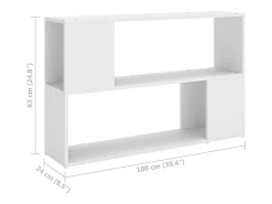 Estantería librería madera contrachapada blanco 100x24x63 cm